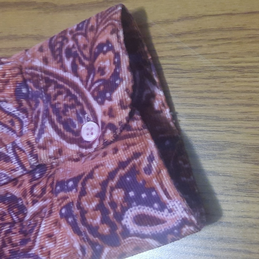 Woman Within courdroy paisley design long sleeve button-down shirt size 1X 22/24 - Picture 9 of 12
